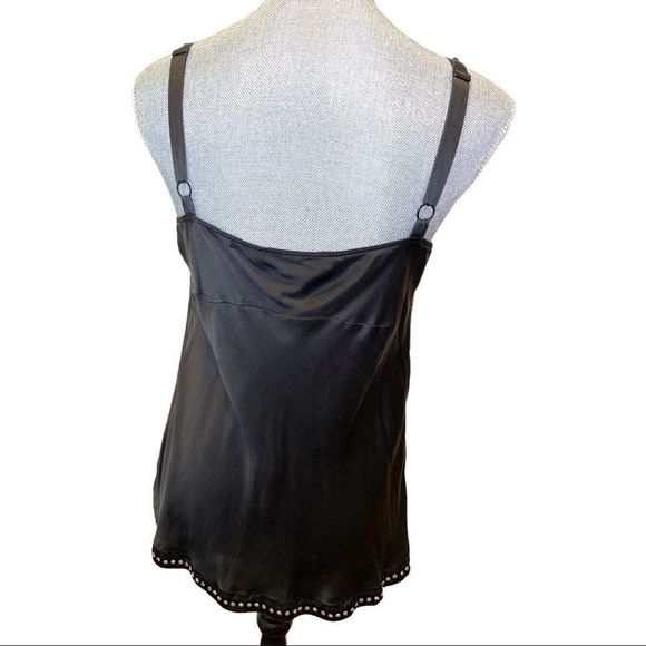 Vintage 90’s Y2K Black Silk Rhinestone Tank Top Shell Anne Klein - Picture 6 of 9